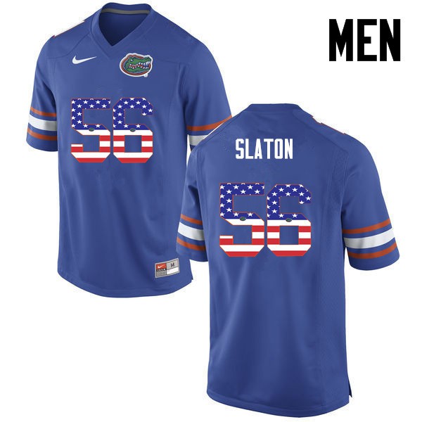 Florida Gators Men #56 Tedarrell Slaton College Football Jersey USA Flag Fashion Blue
